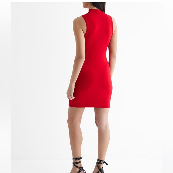Express Mock Neck Sleeveless Mini Sweater Dress - Picture 2 of 4